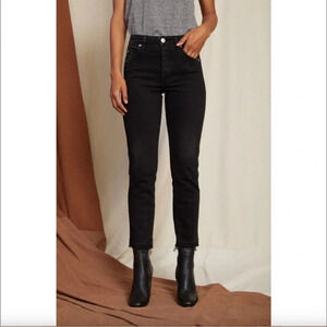 AMO Babe Jean Size 27 Slim Straight Leg, Cropped, High Waist Black Magic